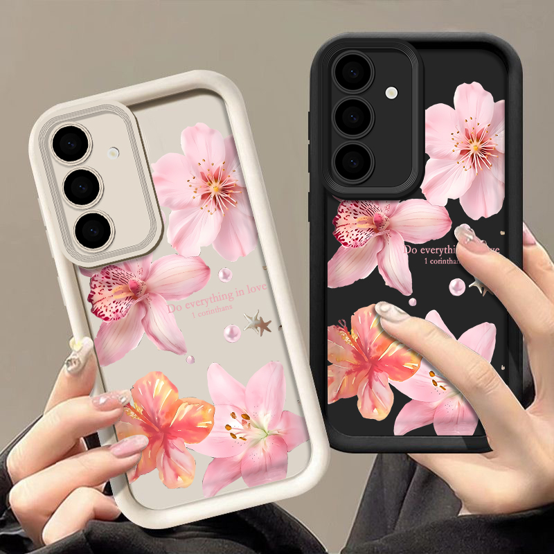 Samsung Galaxy A55 - Чехол для телефона с розовыми цветами