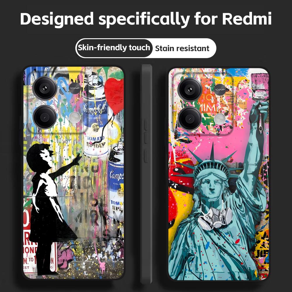 Xiaomi Redmi Note 14 - Чехол для телефона с граффити Бэнкси